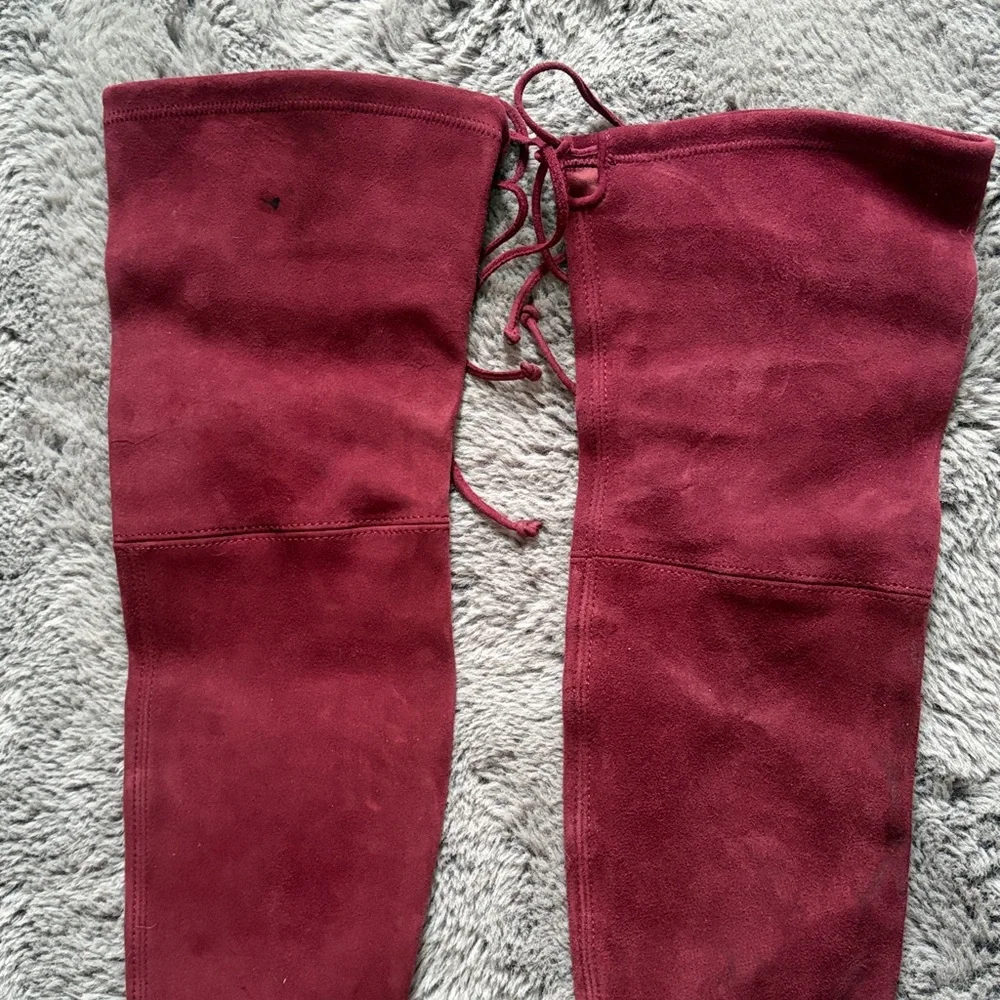 Stuart Weitzman Tieland Over The Knee Heeled Cabernet Suede Boot